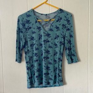 flowy blue flowered top